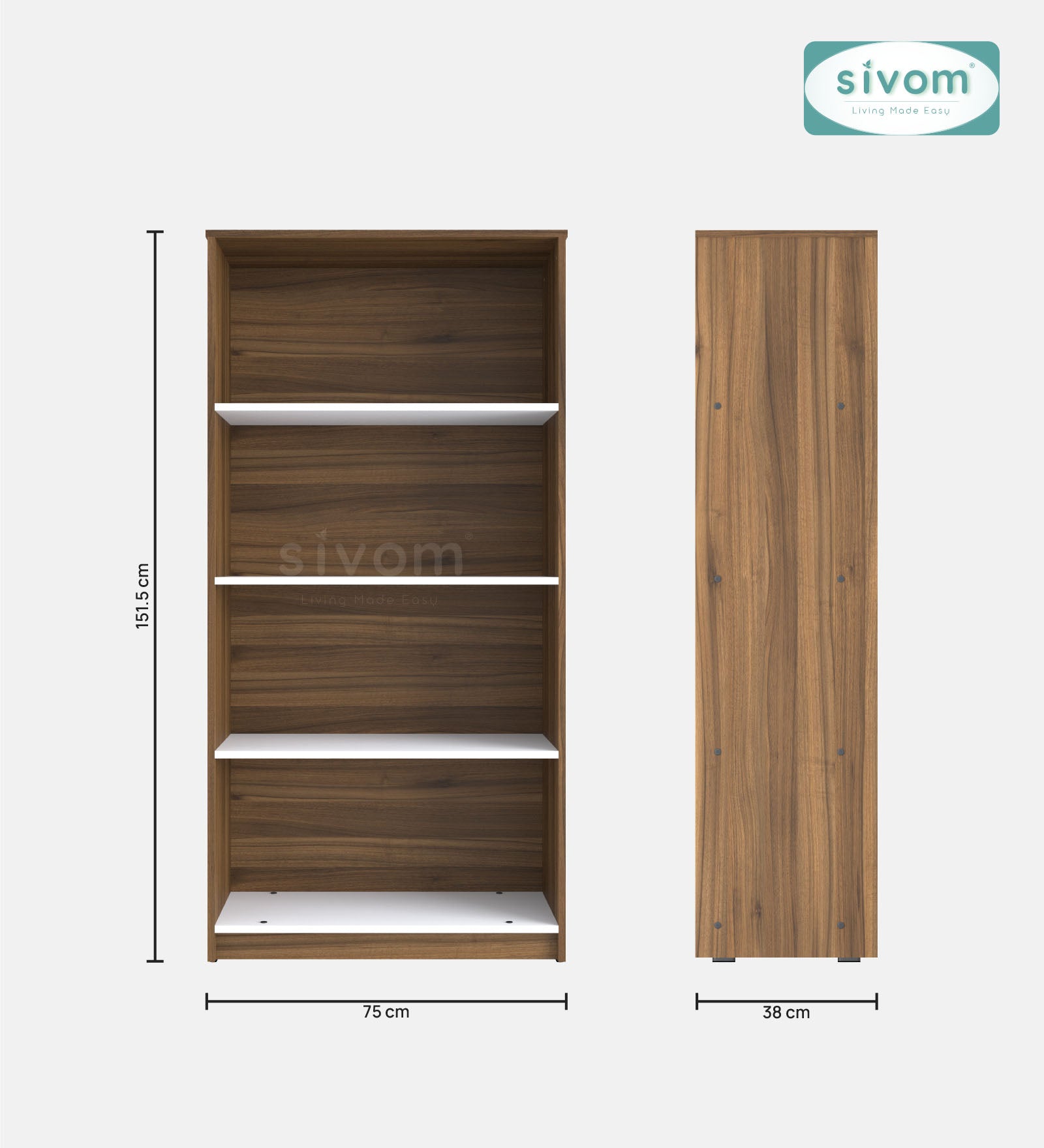 Sivom SIVOM Dwell Multipurpose Storage Rack/Study/Home/Office Engineered Wood Open Book Shelf for Modern Homes | Elegant Design & Premium Finish