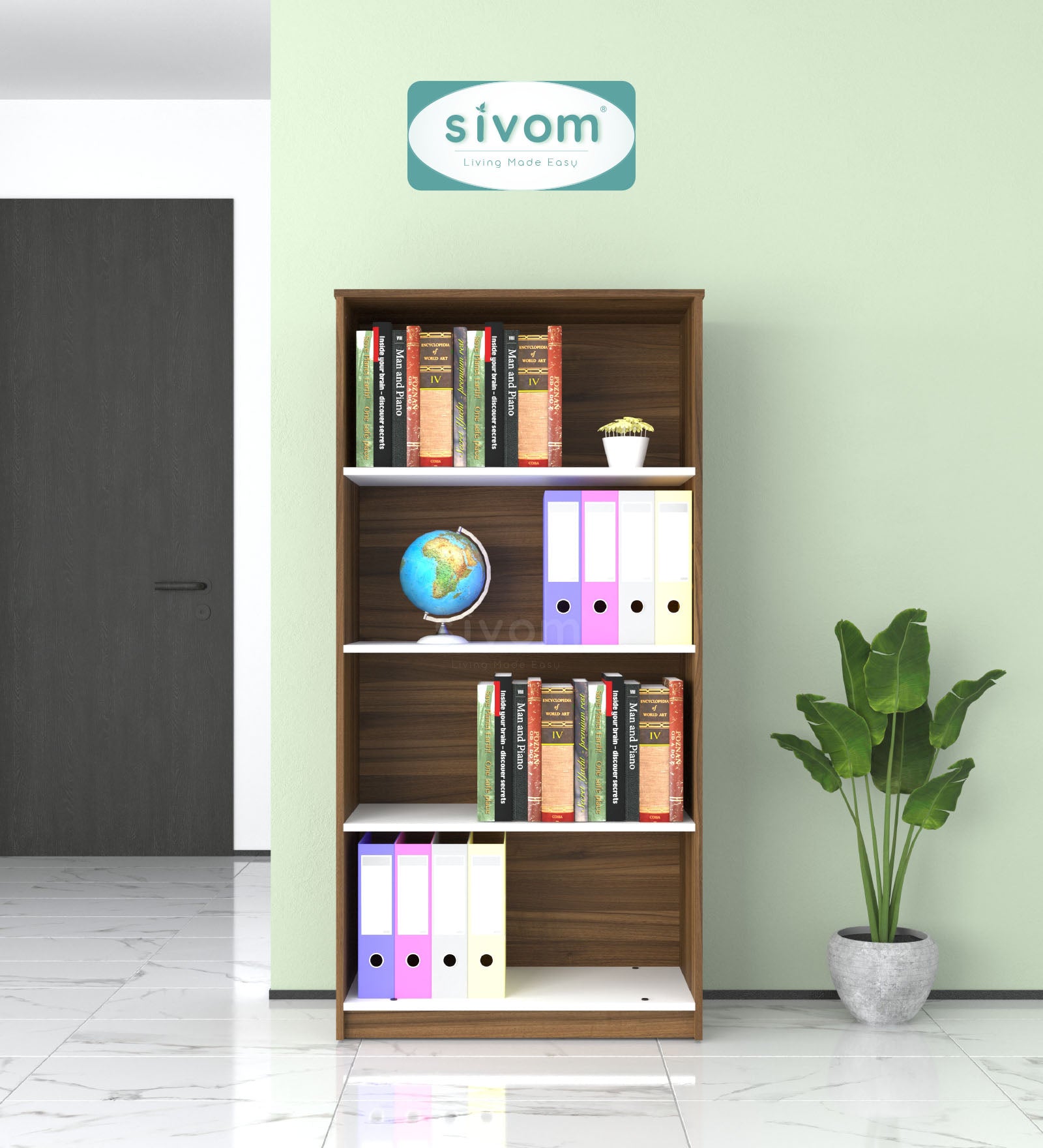 Sivom SIVOM Dwell Multipurpose Storage Rack/Study/Home/Office Engineered Wood Open Book Shelf for Modern Homes | Elegant Design & Premium Finish