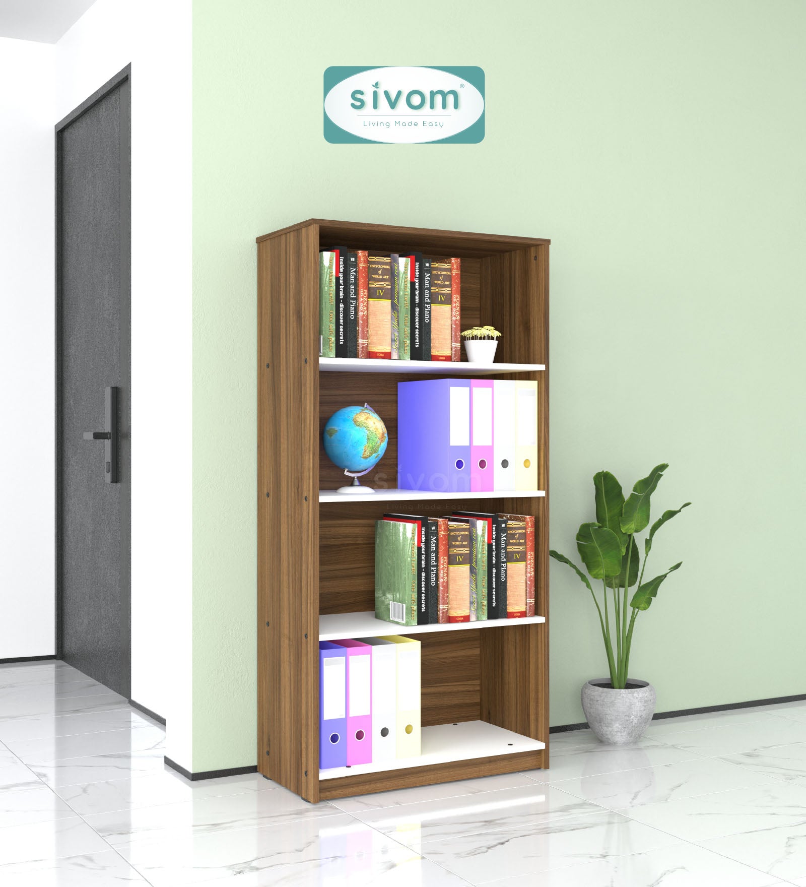Sivom SIVOM Dwell Multipurpose Storage Rack/Study/Home/Office Engineered Wood Open Book Shelf for Modern Homes | Elegant Design & Premium Finish