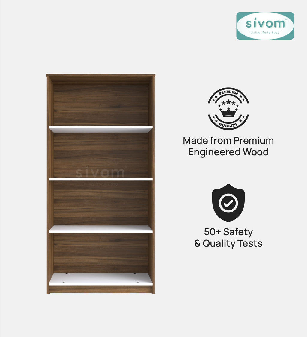 Sivom SIVOM Dwell Multipurpose Storage Rack/Study/Home/Office Engineered Wood Open Book Shelf for Modern Homes | Elegant Design & Premium Finish