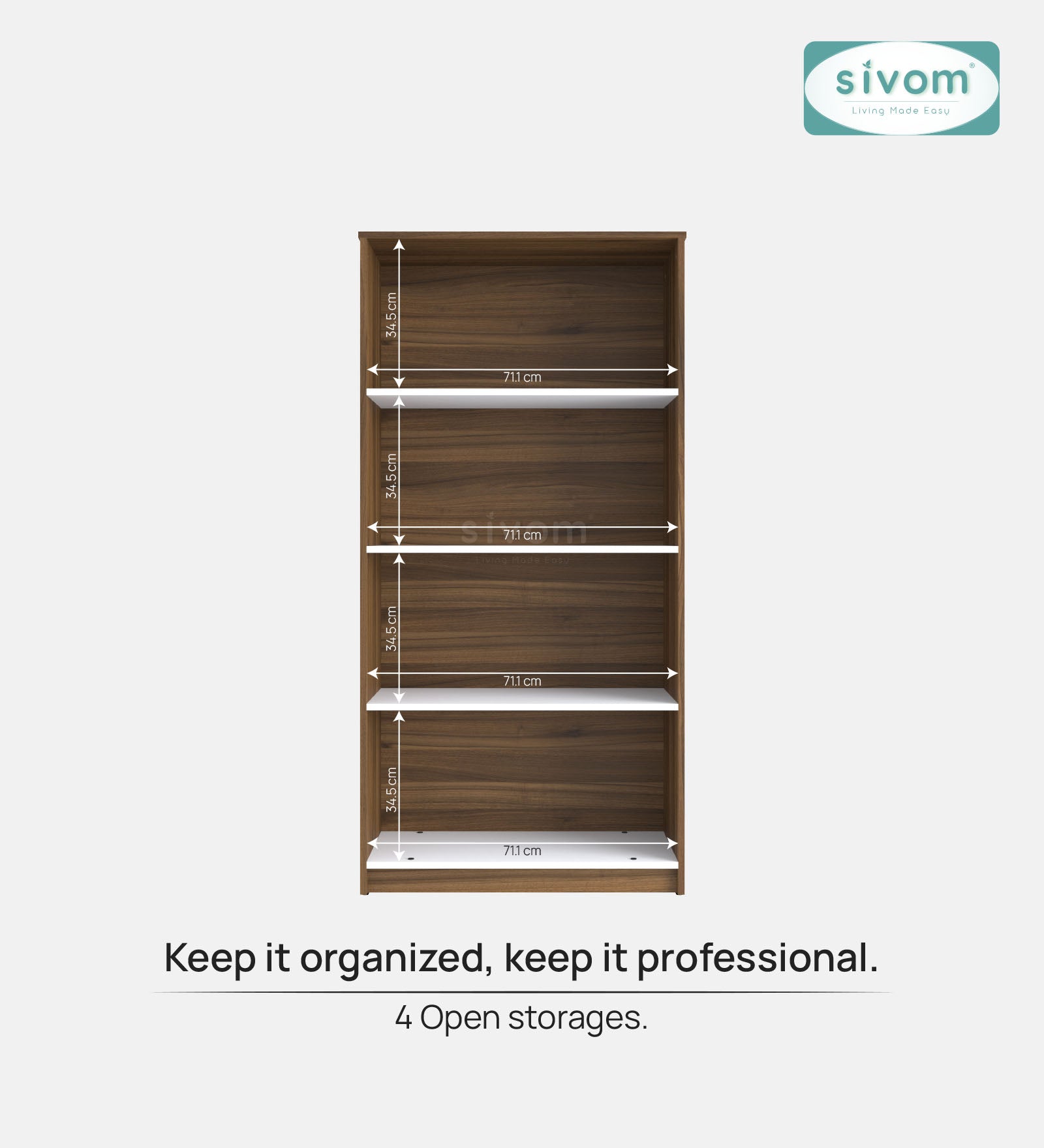 Sivom SIVOM Dwell Multipurpose Storage Rack/Study/Home/Office Engineered Wood Open Book Shelf for Modern Homes | Elegant Design & Premium Finish