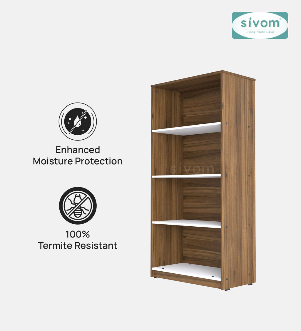 Sivom SIVOM Dwell Multipurpose Storage Rack/Study/Home/Office Engineered Wood Open Book Shelf for Modern Homes | Elegant Design & Premium Finish