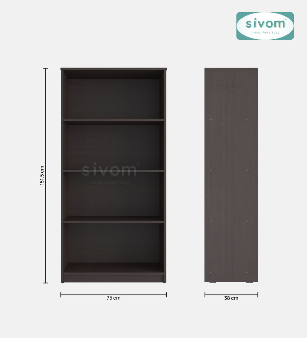 Sivom SIVOM Dwell Multipurpose Storage Rack/Study/Home/Office Engineered Wood Open Book Shelf for Modern Homes | Elegant Design & Premium Finish