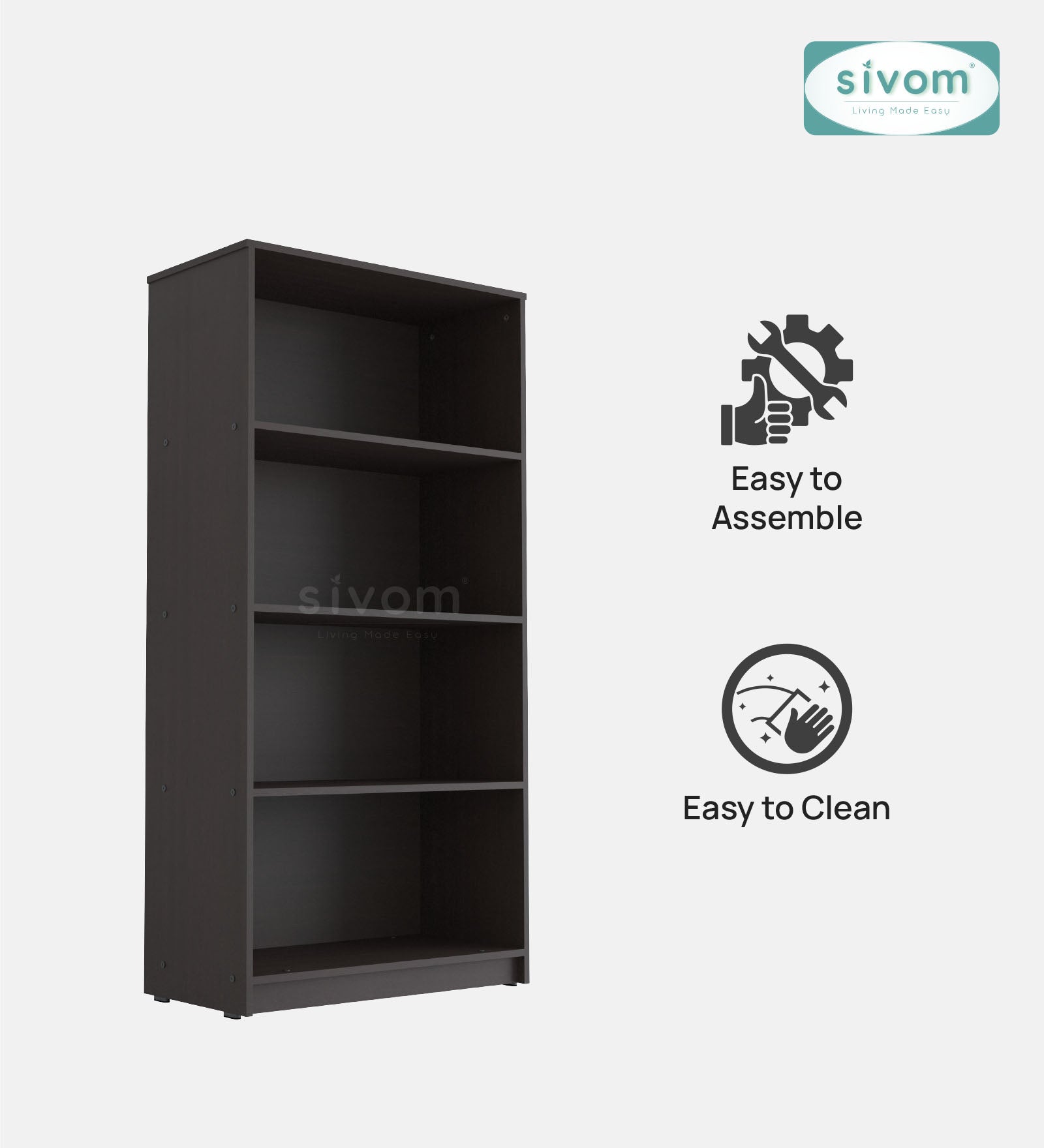Sivom SIVOM Dwell Multipurpose Storage Rack/Study/Home/Office Engineered Wood Open Book Shelf for Modern Homes | Elegant Design & Premium Finish