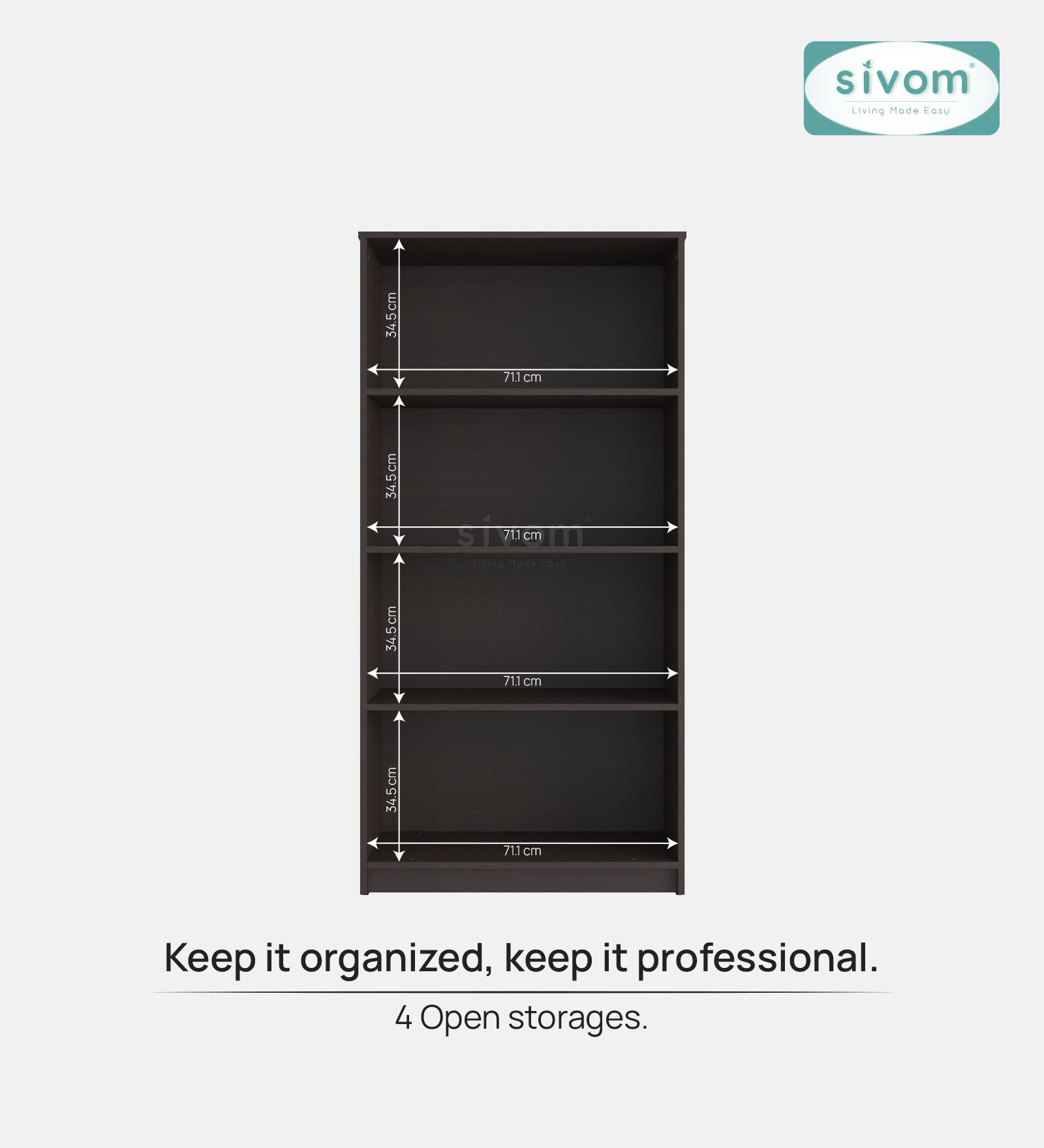 Sivom SIVOM Dwell Multipurpose Storage Rack/Study/Home/Office Engineered Wood Open Book Shelf for Modern Homes | Elegant Design & Premium Finish