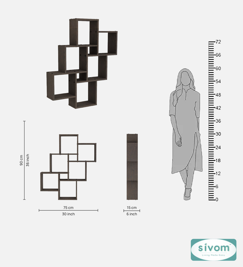 Sivom SIVOM CUBE Multipurpose Modular Wall Racks/Shelves/Organiser/Décor Particle Board Wall Shelf (Number of Shelves - 8, ) for Modern Homes | Elegant Design & Premium Finish