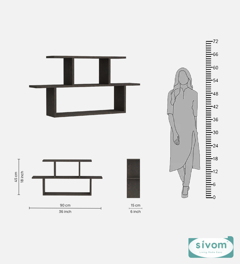 Sivom SIVOM ETHAN Multipurpose Modular Wall Racks/Shelves/Organiser/Décor Particle Board Wall Shelf (Number of Shelves - 5, ) for Modern Homes | Elegant Design & Premium Finish