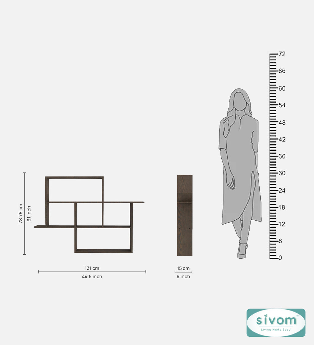 Sivom SIVOM CEDRIC Multipurpose Modular Wall Racks/Shelves/Organiser/Décor Particle Board Wall Shelf (Number of Shelves - 6, ) for Modern Homes | Elegant Design & Premium Finish