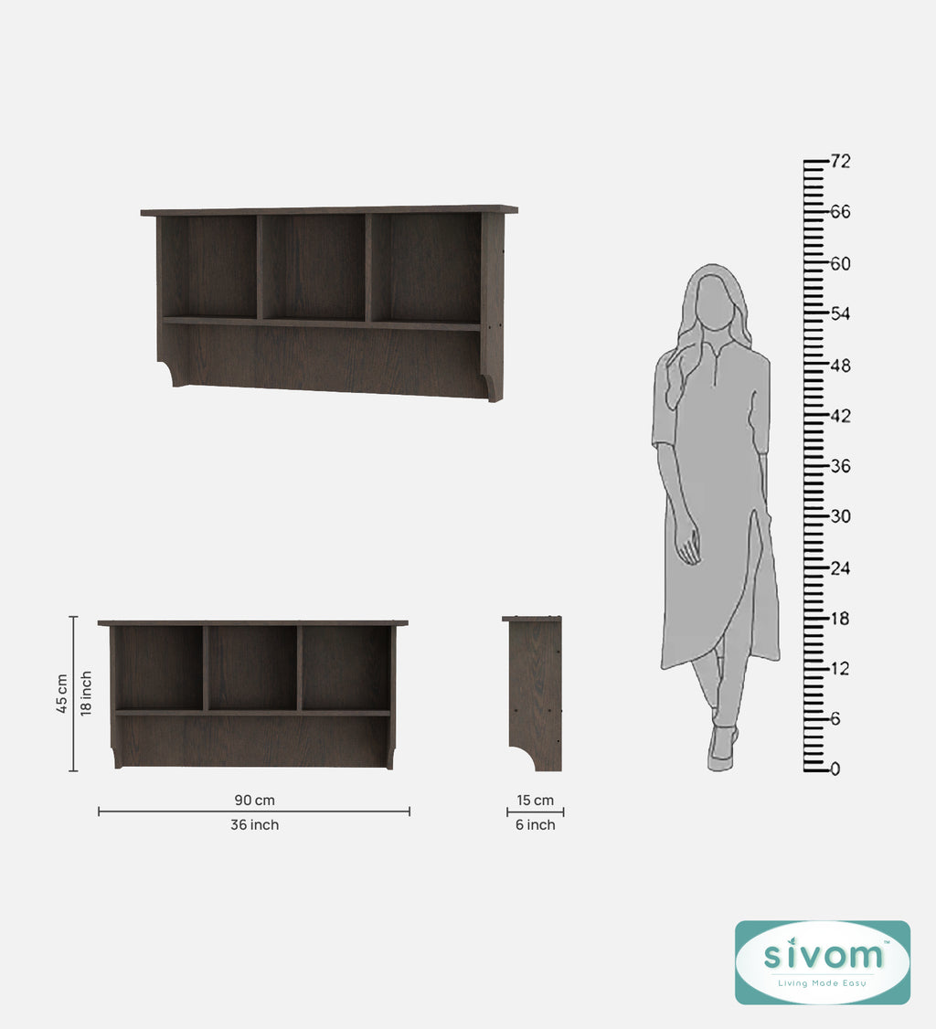 Sivom SIVOM RIO Multipurpose Modular Wall Racks/Shelves/Organiser/Décor Particle Board Wall Shelf (Number of Shelves - 4, ) for Modern Homes | Elegant Design & Premium Finish