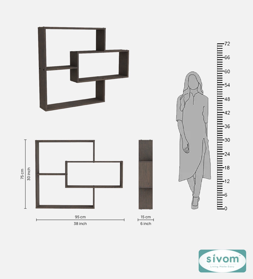 Sivom SIVOM CRIP Multipurpose Modular Wall Racks/Shelves/Organiser/Décor Particle Board Wall Shelf (Number of Shelves - 5, ) for Modern Homes | Elegant Design & Premium Finish