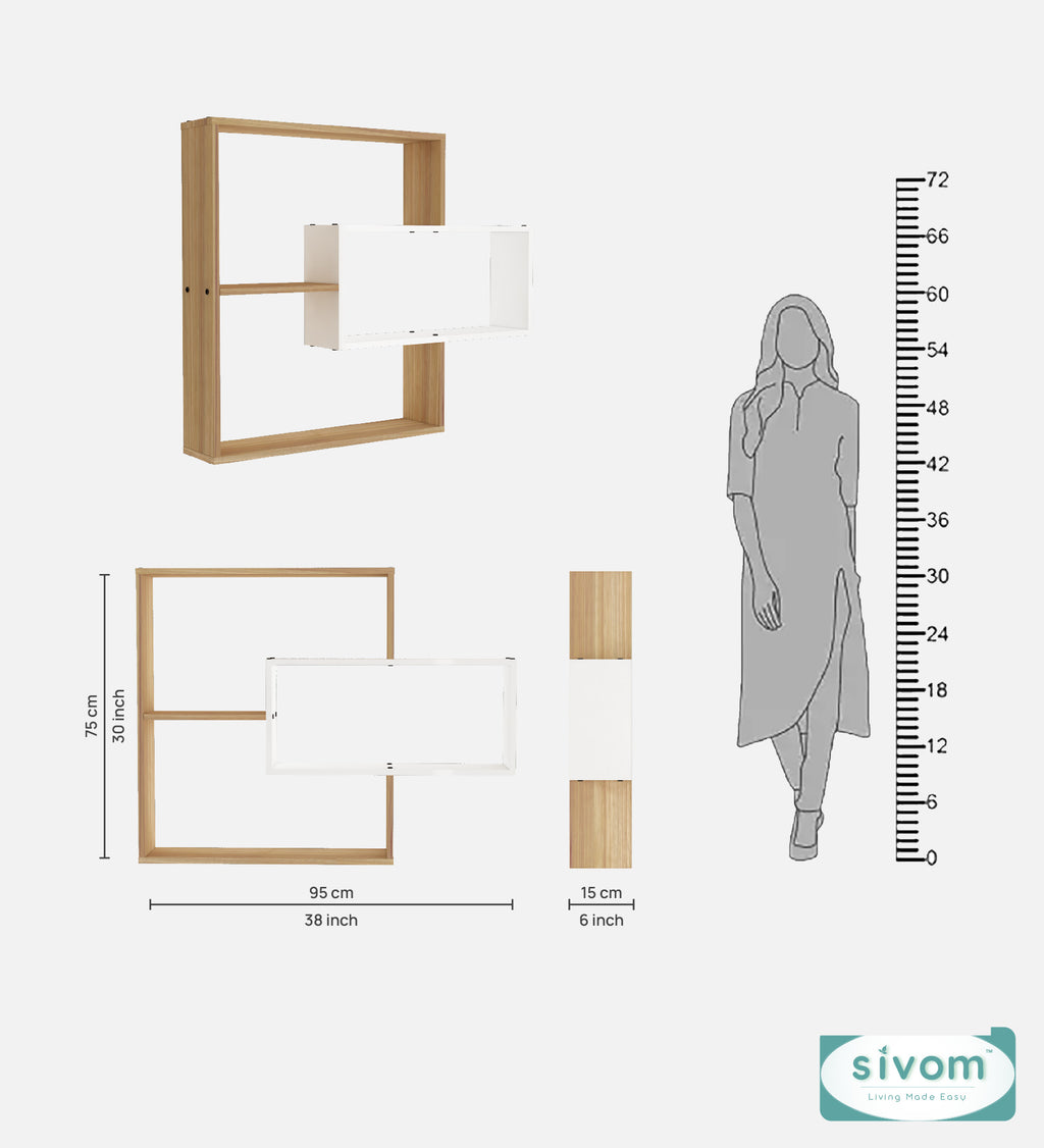 Sivom SIVOM CRIP Multipurpose Modular Wall Racks/Shelves/Organiser/Décor Particle Board Wall Shelf (Number of Shelves - 5, ) for Modern Homes | Elegant Design & Premium Finish