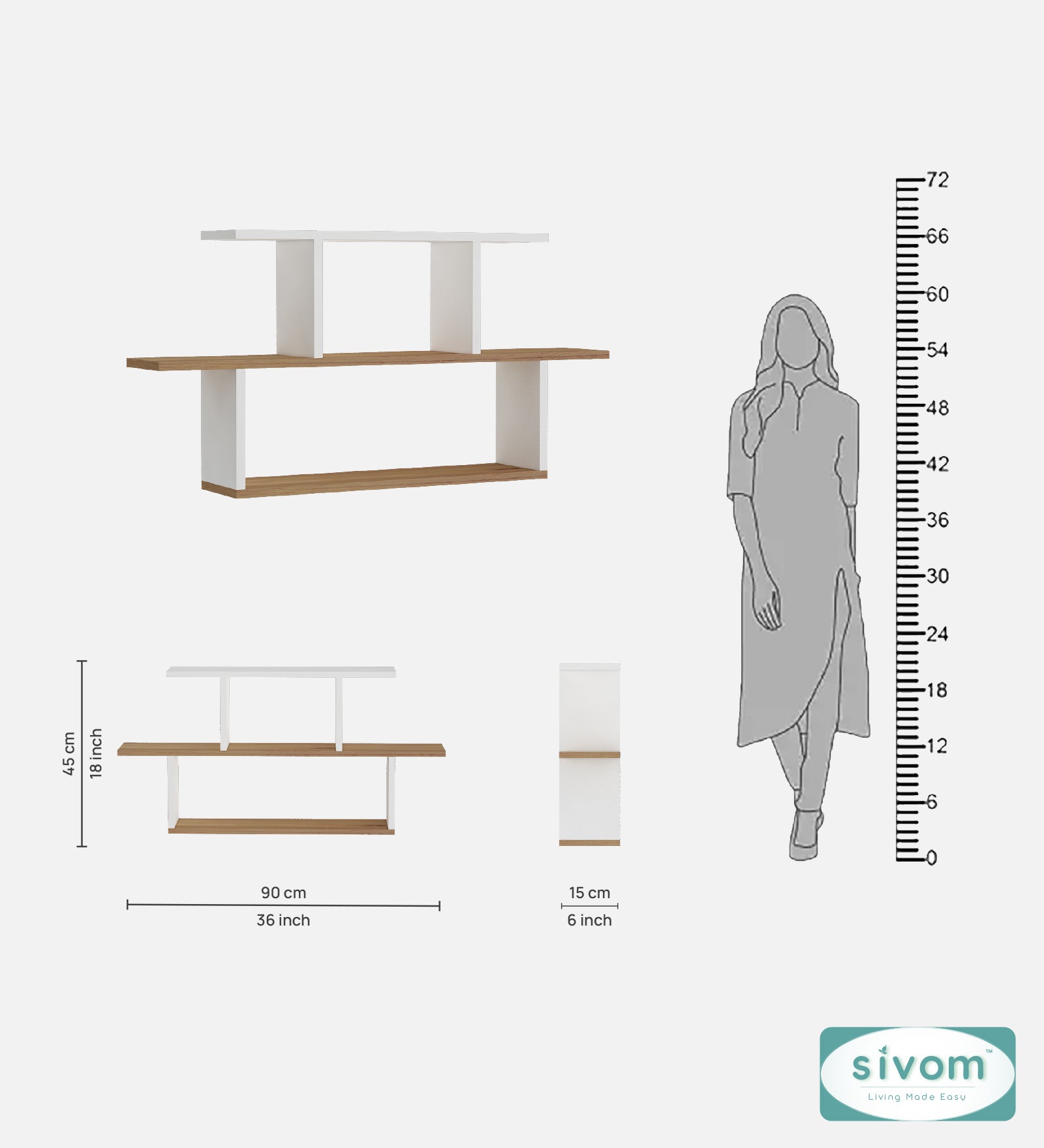 Sivom SIVOM ETHAN Multipurpose Modular Wall Racks/Shelves/Organiser/Décor Particle Board Wall Shelf (Number of Shelves - 5, ) for Modern Homes | Elegant Design & Premium Finish