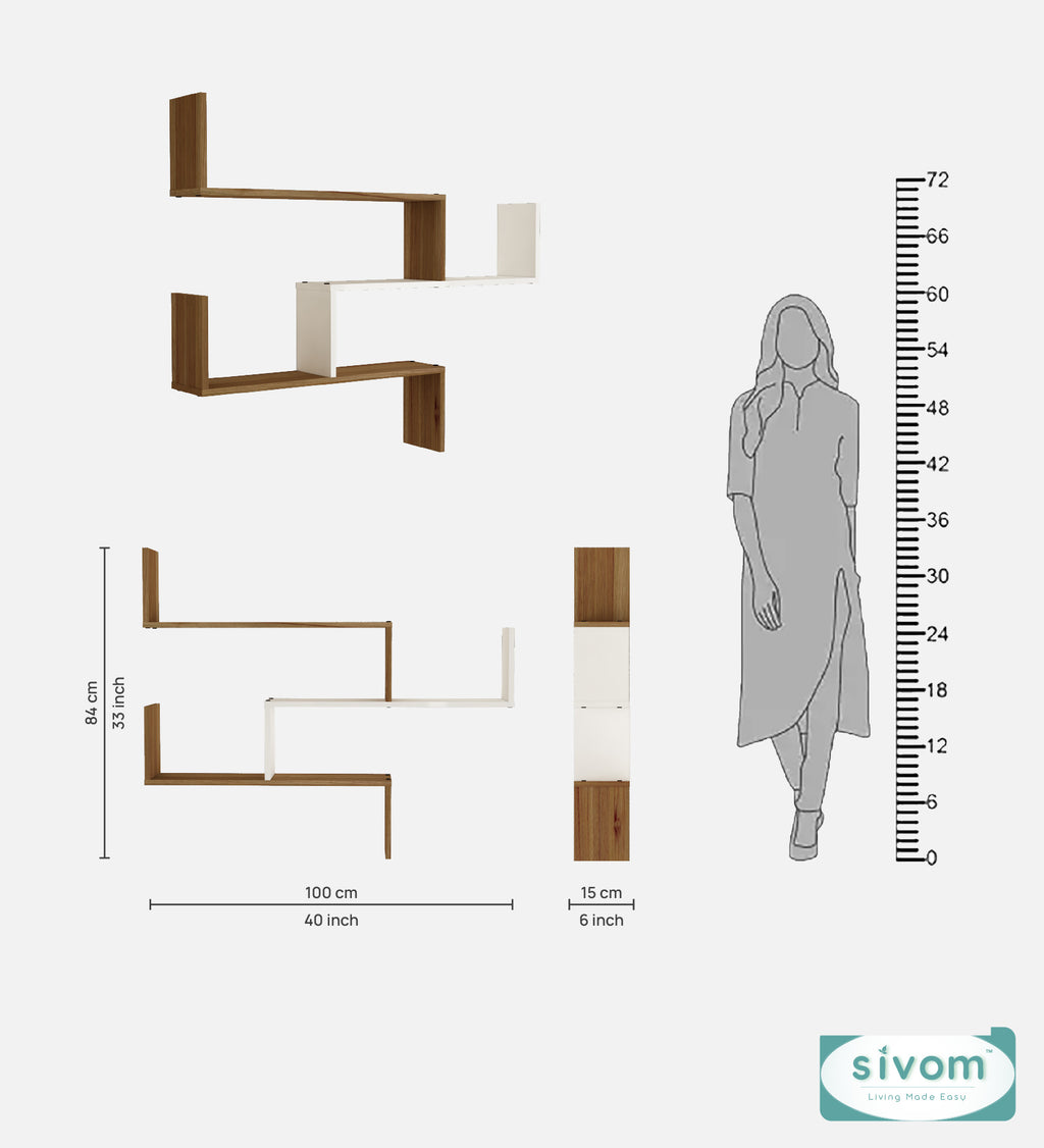 Sivom SIVOM WRAN Multipurpose Modular Wall Racks/Shelves/Organiser/Décor Particle Board Wall Shelf (Number of Shelves - 5, ) for Modern Homes | Elegant Design & Premium Finish