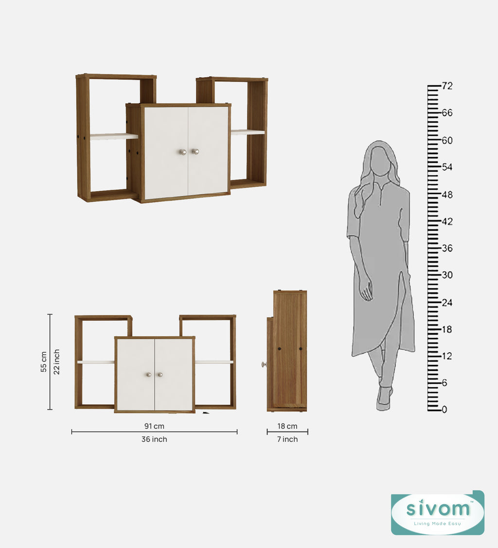 Sivom SIVOM WYDE Multipurpose Modular Wall Racks/Shelves/Organiser/Décor Particle Board Wall Shelf (Number of Shelves - 4, ) for Modern Homes | Elegant Design & Premium Finish