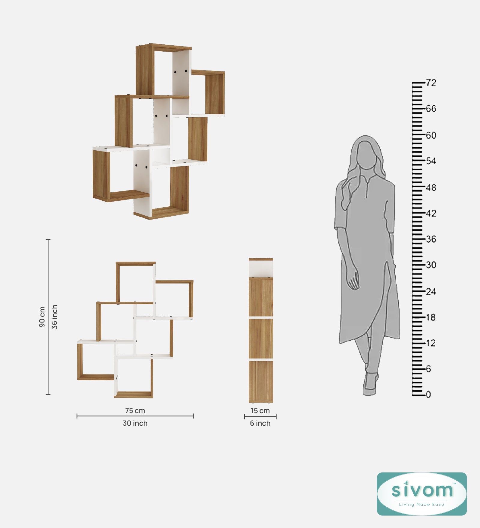 Sivom SIVOM CUBE Multipurpose Modular Wall Racks/Shelves/Organiser/Décor Particle Board Wall Shelf (Number of Shelves - 8, ) for Modern Homes | Elegant Design & Premium Finish