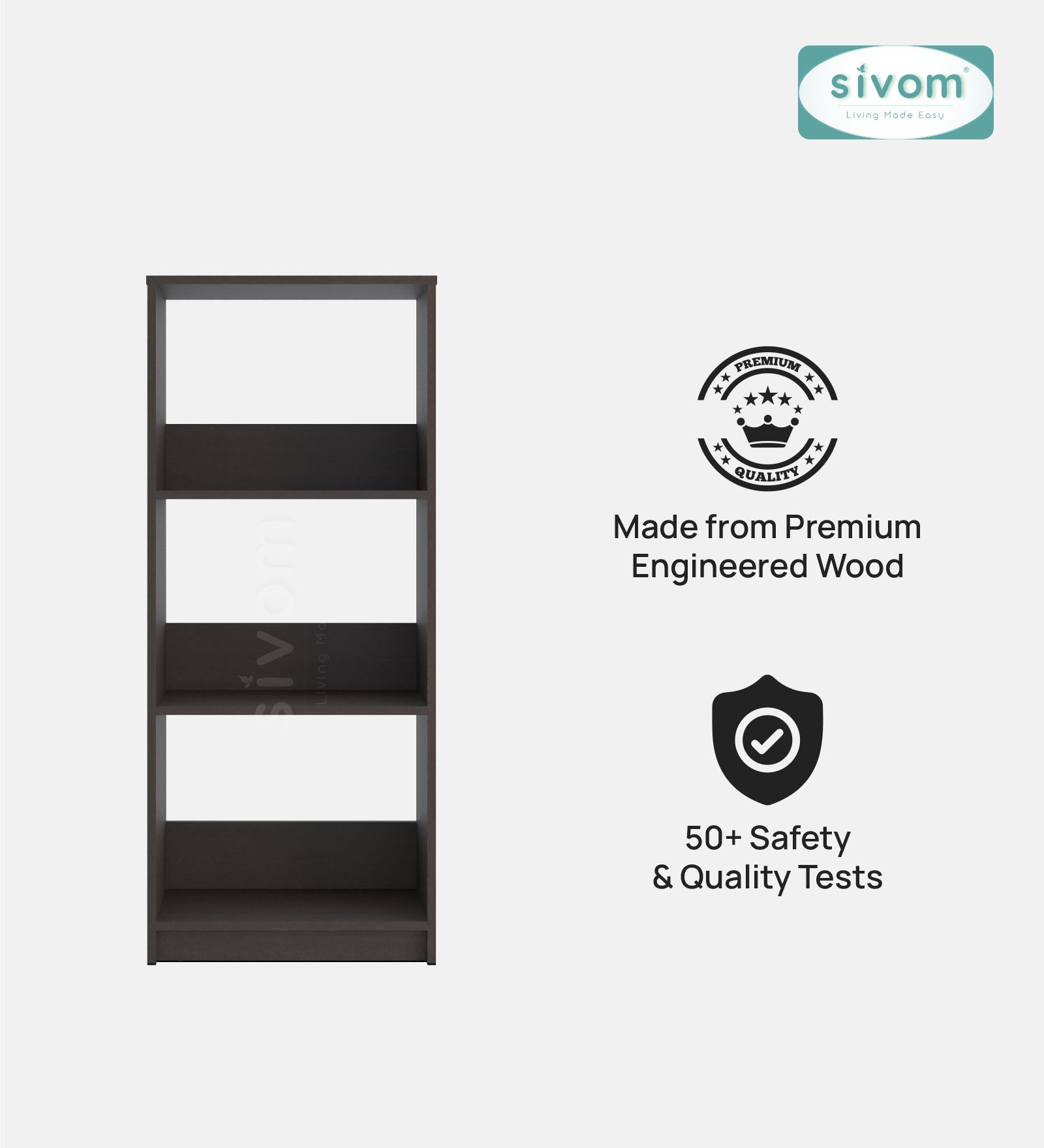 SIVOM Eclipse Multipurpose Storage Drawer/Study/Home/Office Engineered Wood Close Book Shelf  for Modern Homes | Elegant Design & Premium Finish
