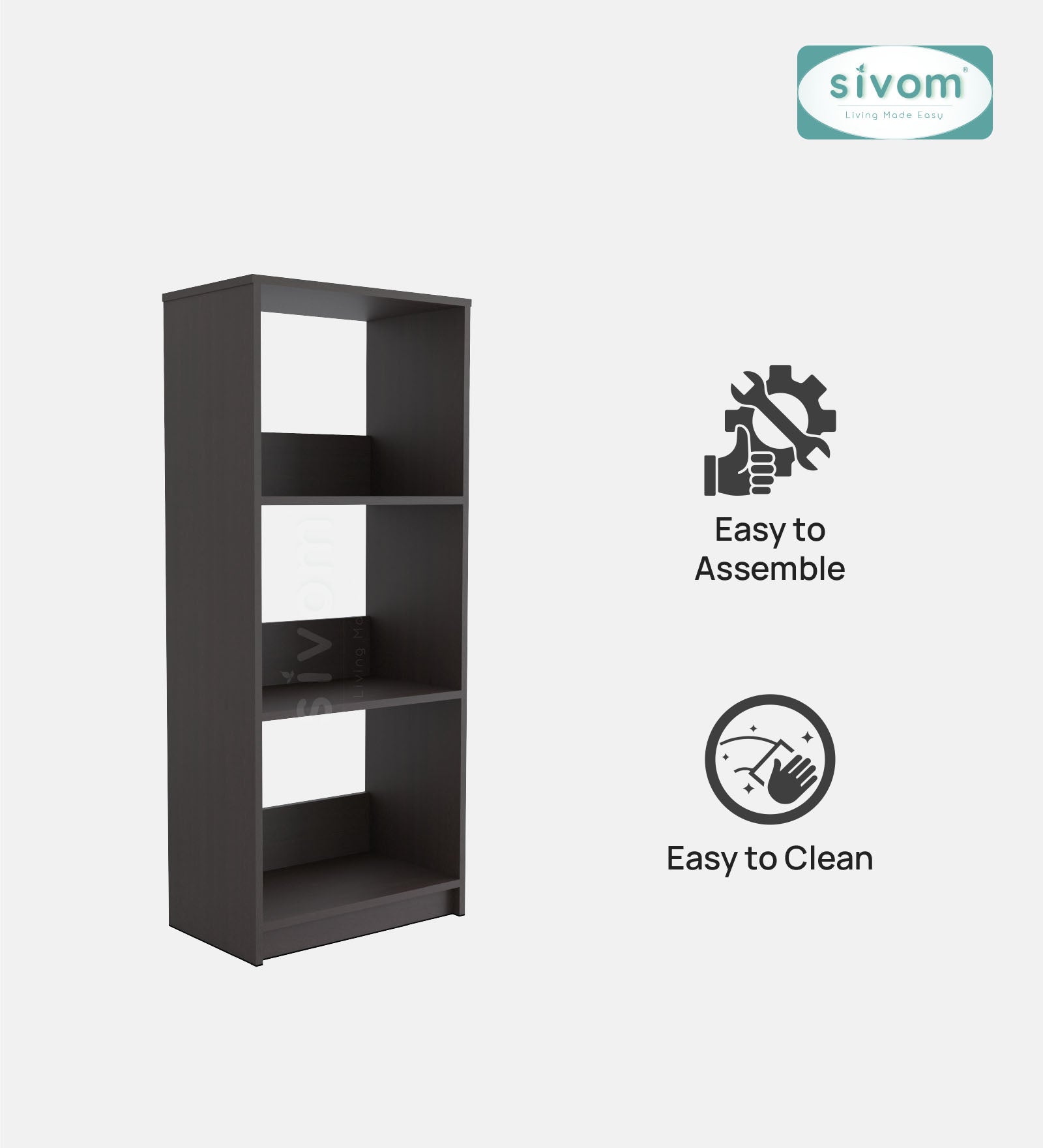 SIVOM Eclipse Multipurpose Storage Drawer/Study/Home/Office Engineered Wood Close Book Shelf  for Modern Homes | Elegant Design & Premium Finish