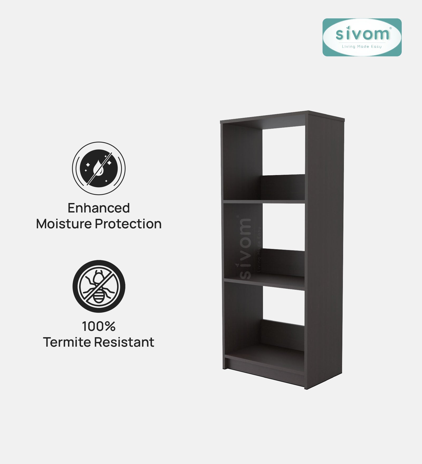 SIVOM Eclipse Multipurpose Storage Drawer/Study/Home/Office Engineered Wood Close Book Shelf  for Modern Homes | Elegant Design & Premium Finish