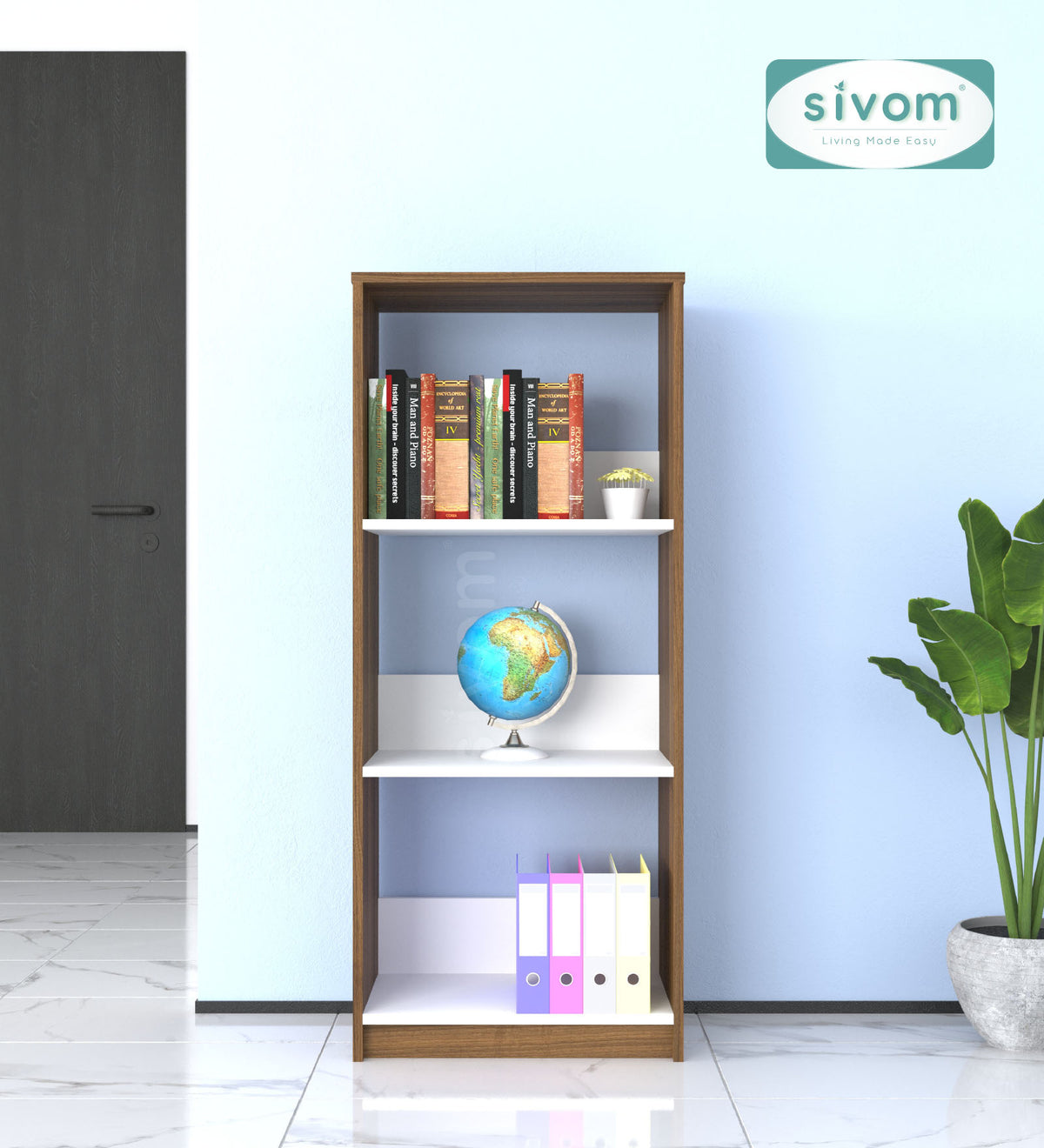 SIVOM Eclipse Multipurpose Storage Drawer/Study/Home/Office Engineered Wood Close Book Shelf  for Modern Homes | Elegant Design & Premium Finish