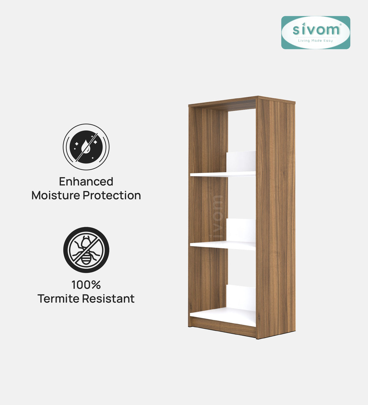 SIVOM Eclipse Multipurpose Storage Drawer/Study/Home/Office Engineered Wood Close Book Shelf  for Modern Homes | Elegant Design & Premium Finish