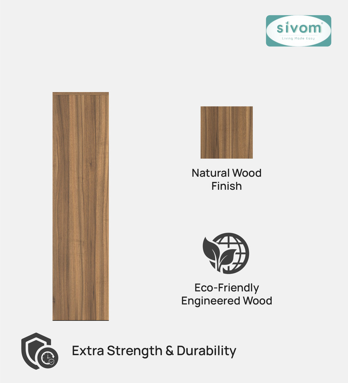SIVOM Eclipse Multipurpose Storage Drawer/Study/Home/Office Engineered Wood Close Book Shelf  for Modern Homes | Elegant Design & Premium Finish
