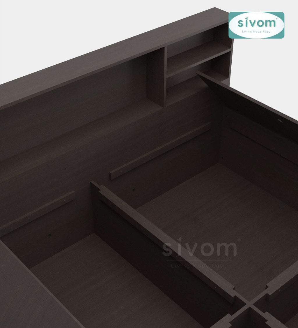 Sivom furniture SIVOM Eden Bed with Storage Engineered Wood King Bed Engineered Wood King Bed (Delivery Condition - Knock Down)