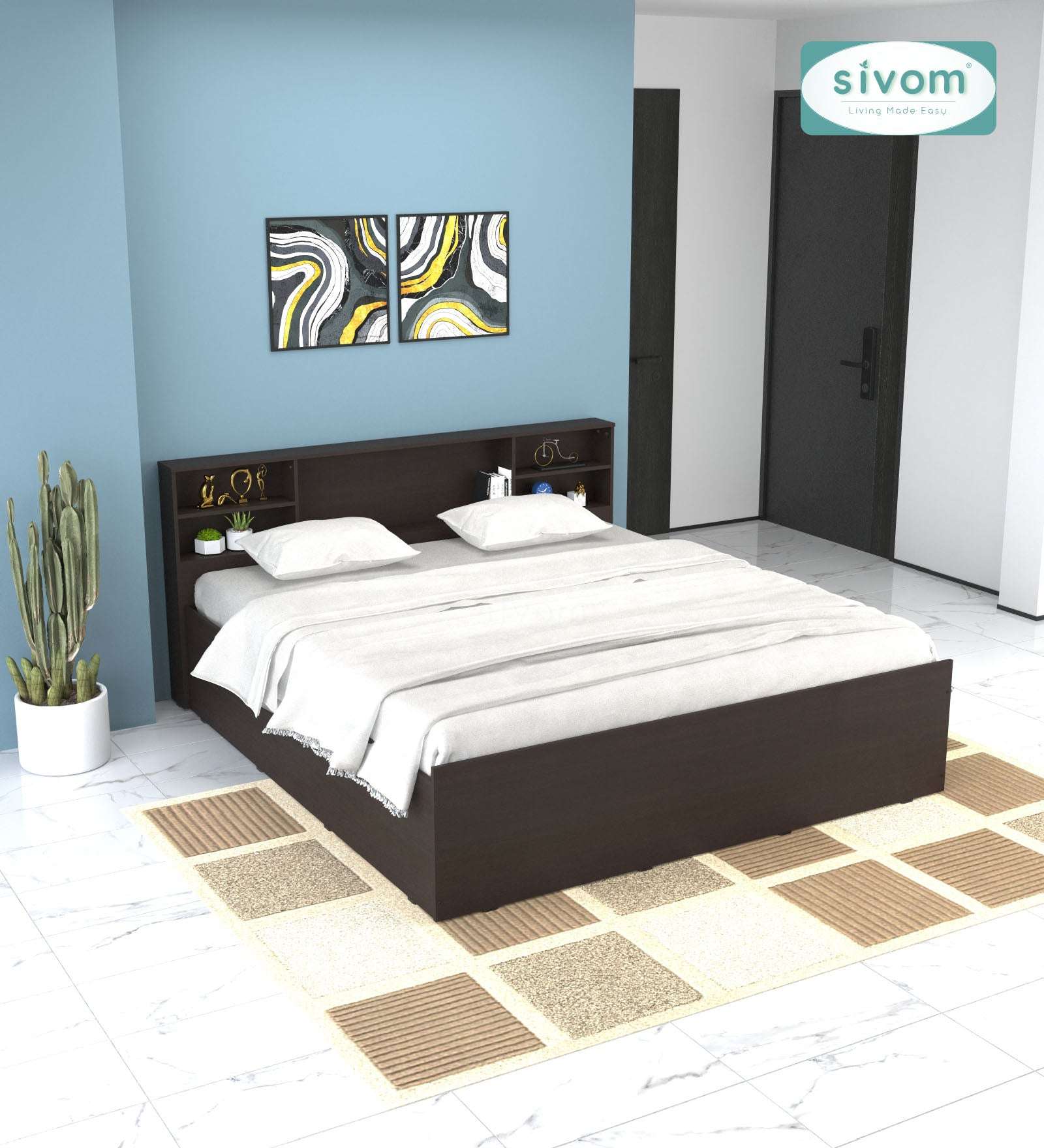 Sivom furniture SIVOM Eden Bed with Storage Engineered Wood King Bed Engineered Wood King Bed (Delivery Condition - Knock Down)