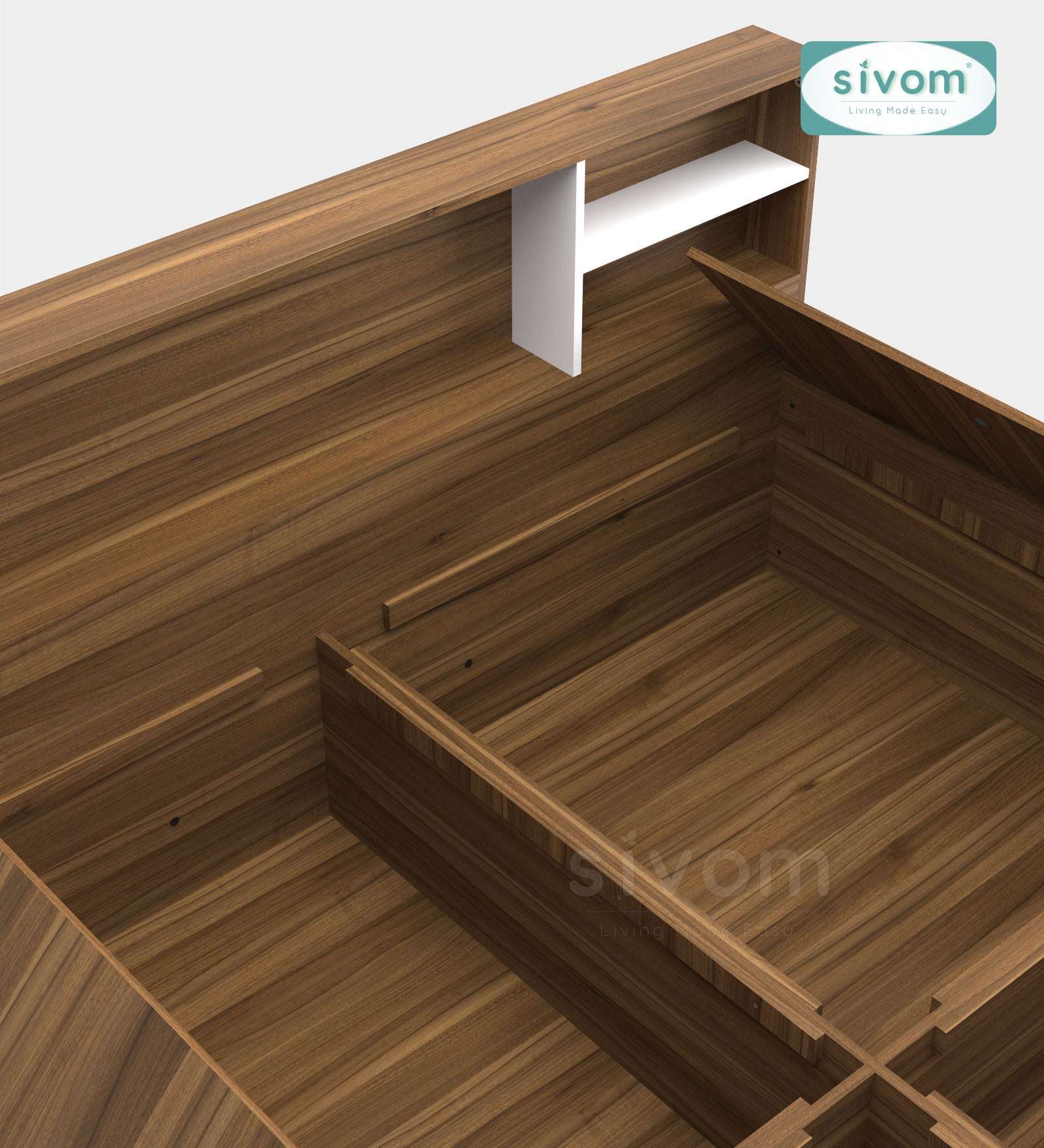 Sivom furniture SIVOM Eden Bed with Storage Engineered Wood King Bed Engineered Wood King Bed (Delivery Condition - Knock Down)