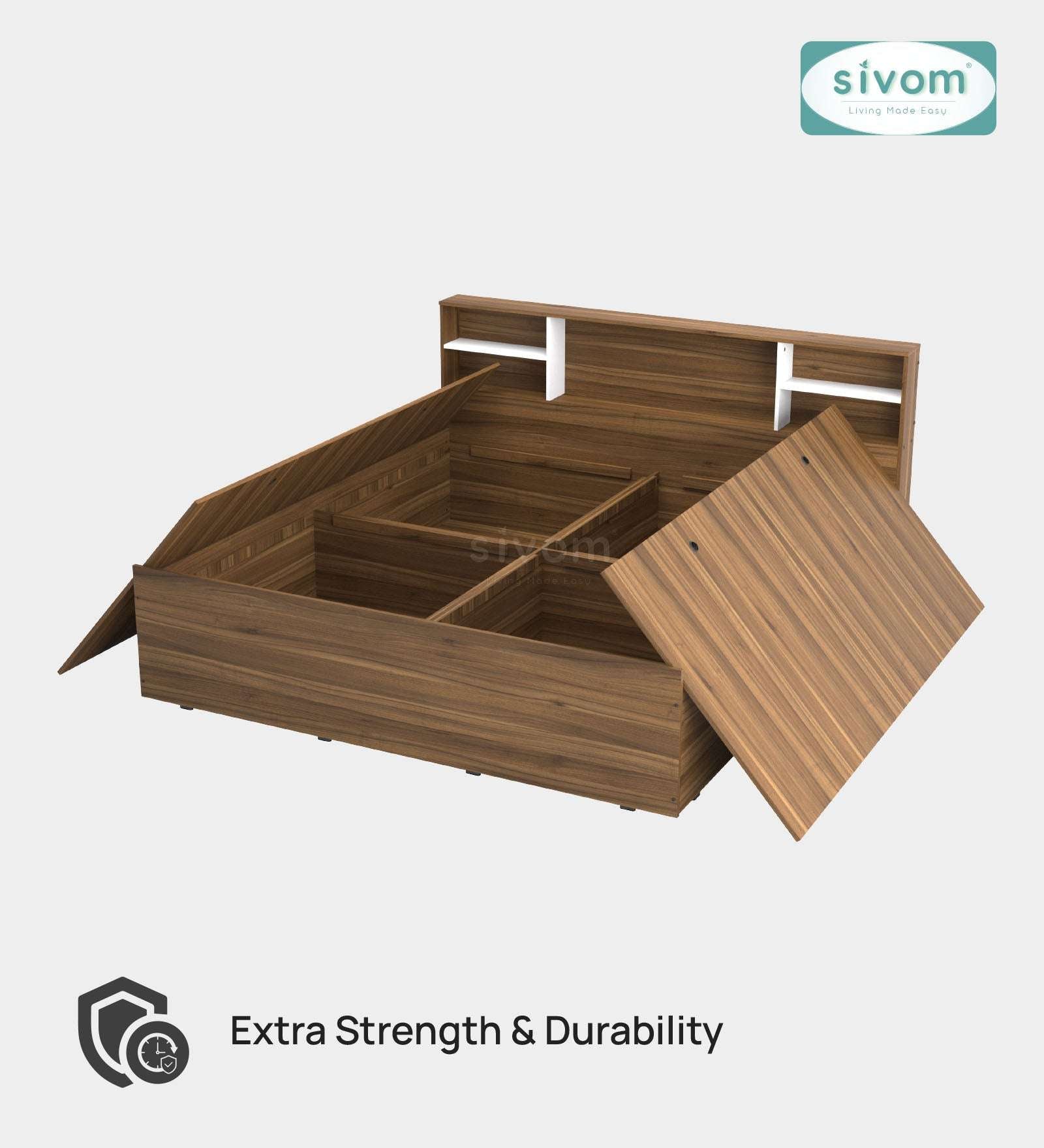 Sivom furniture SIVOM Eden Bed with Storage Engineered Wood King Bed Engineered Wood King Bed (Delivery Condition - Knock Down)