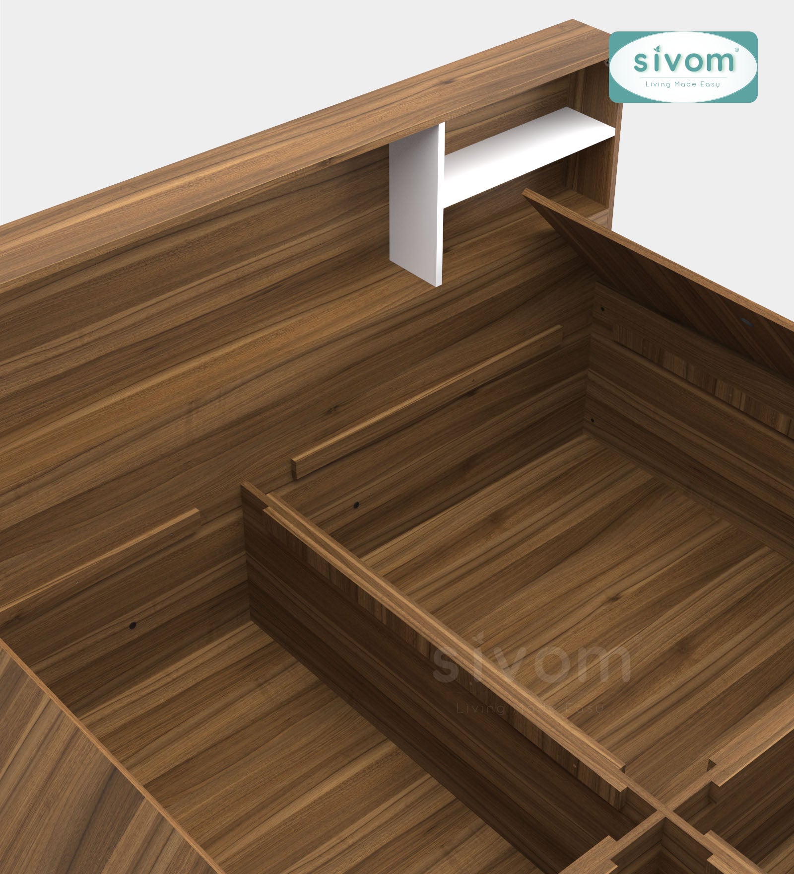 Sivom furniture SIVOM Eden Bed with Storage Engineered Wood King Bed Engineered Wood King Bed (Delivery Condition - Knock Down)
