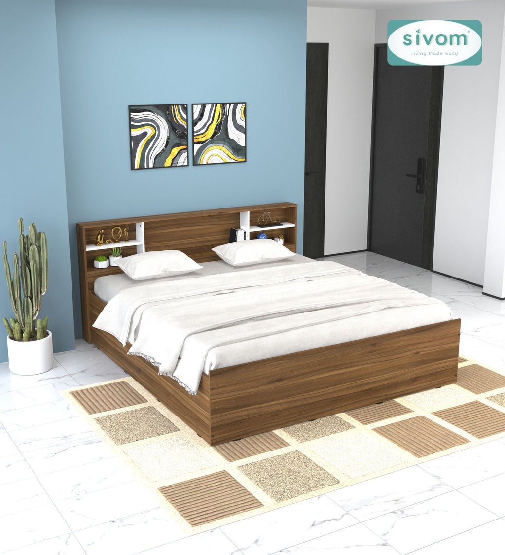 Sivom furniture SIVOM Eden Bed with Storage Engineered Wood King Bed Engineered Wood King Bed (Delivery Condition - Knock Down)