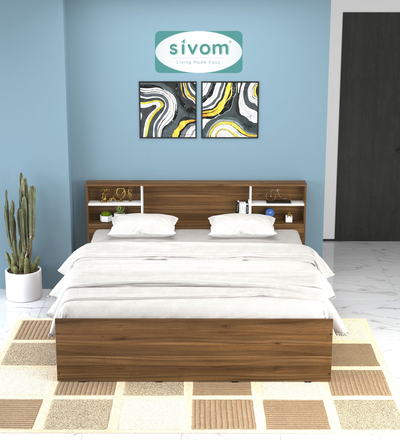 Sivom furniture SIVOM Eden Bed with Storage Engineered Wood King Bed Engineered Wood King Bed (Delivery Condition - Knock Down)