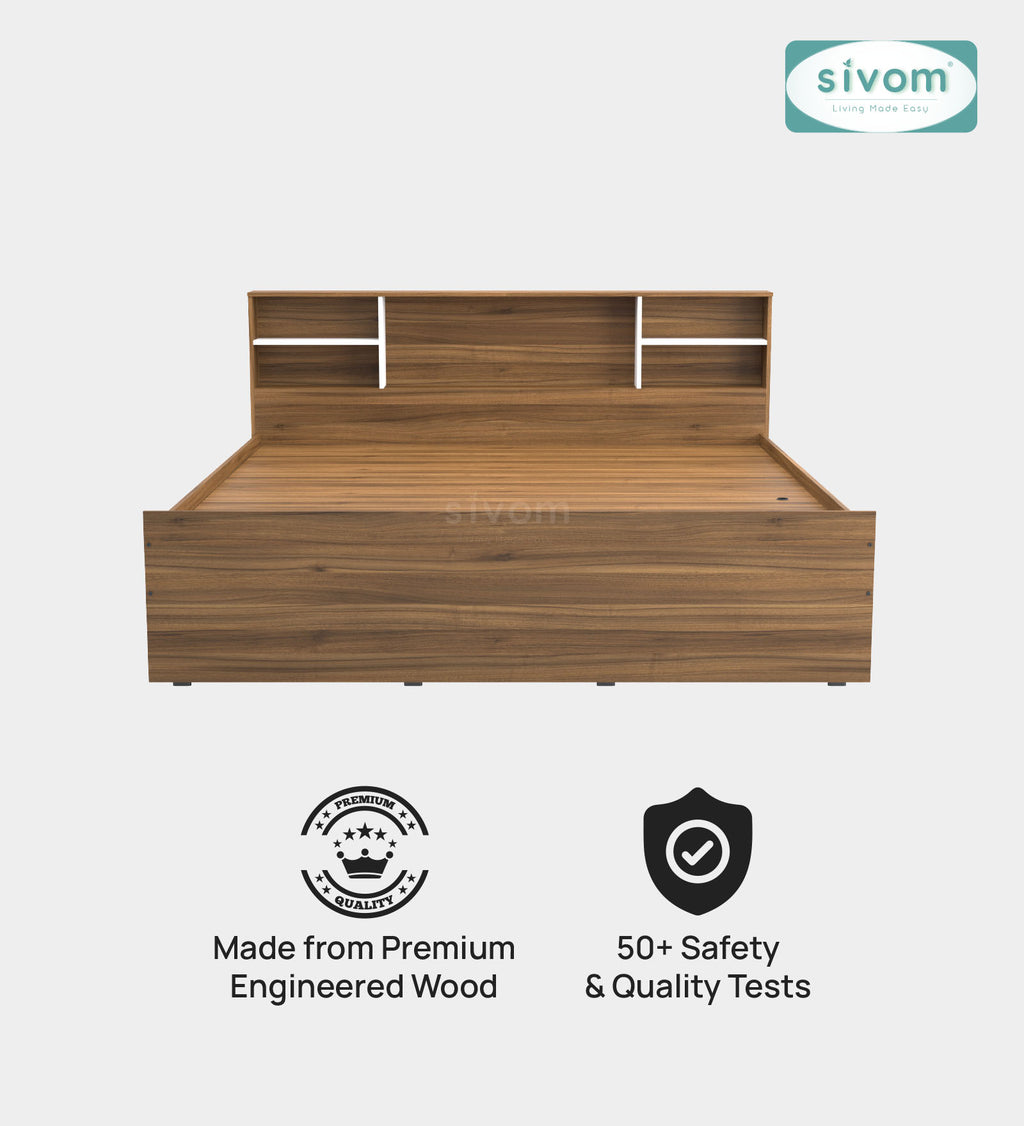 Sivom furniture SIVOM Eden Bed with Storage Engineered Wood King Bed Engineered Wood King Bed (Delivery Condition - Knock Down)