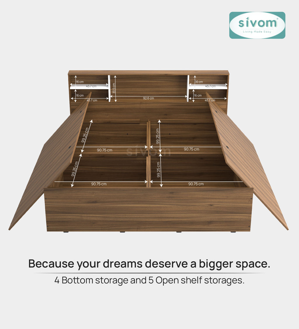 Sivom furniture SIVOM Eden Bed with Storage Engineered Wood King Bed Engineered Wood King Bed (Delivery Condition - Knock Down)