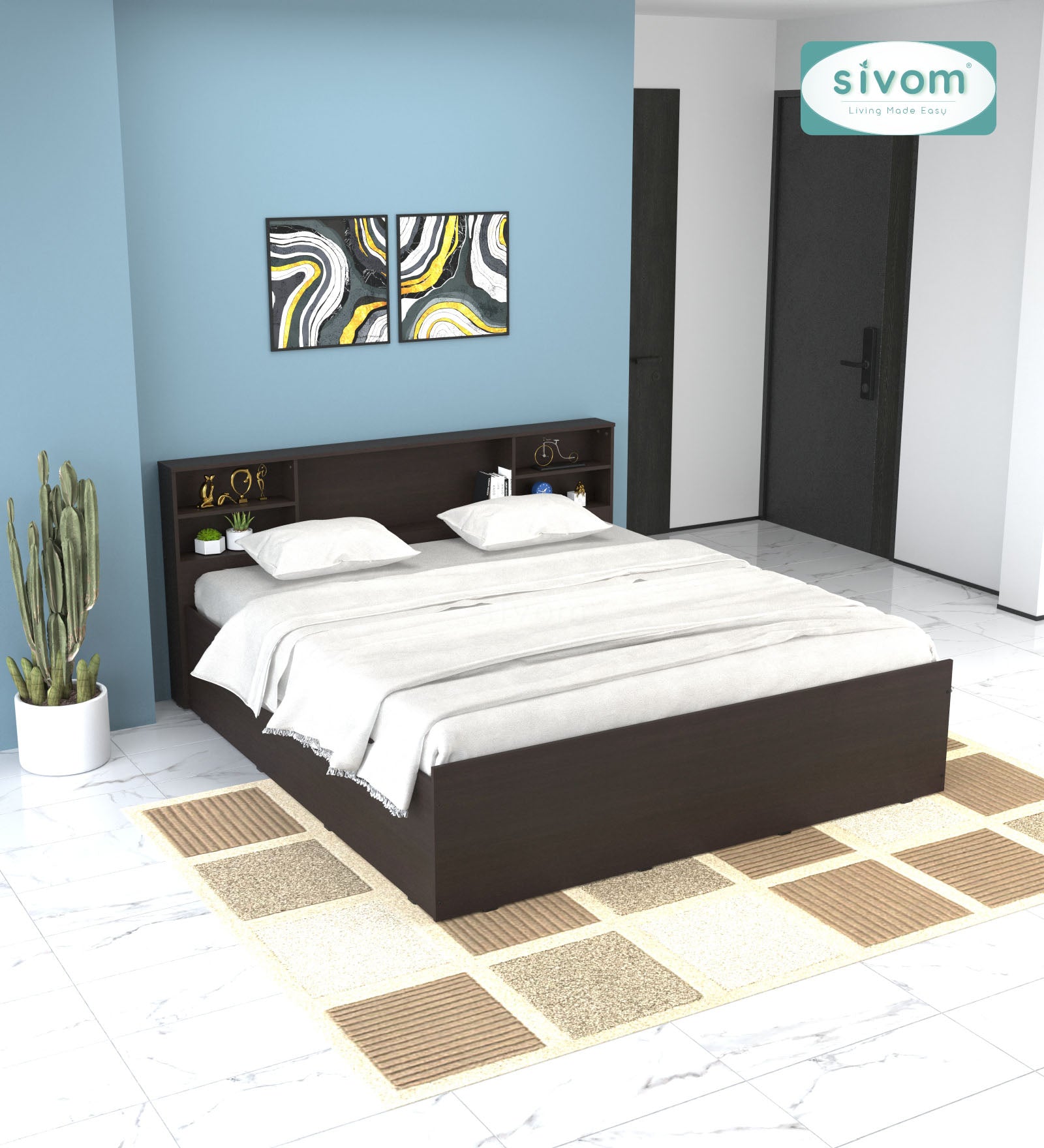 Sivom furniture SIVOM Eden Bed with Storage Engineered Wood King Bed Engineered Wood King Bed (Delivery Condition - Knock Down)