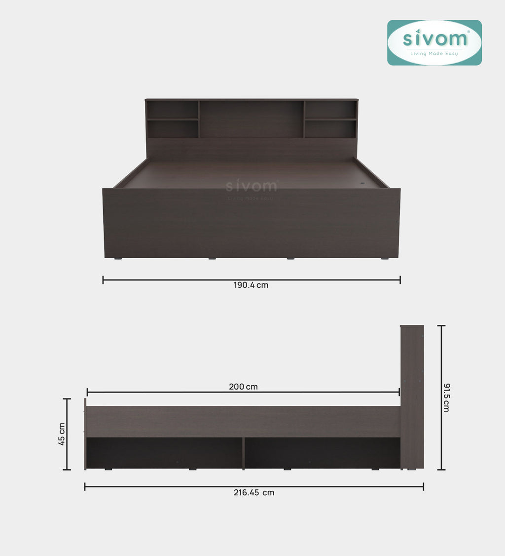 Sivom furniture SIVOM Eden Bed with Storage Engineered Wood King Bed Engineered Wood King Bed (Delivery Condition - Knock Down)