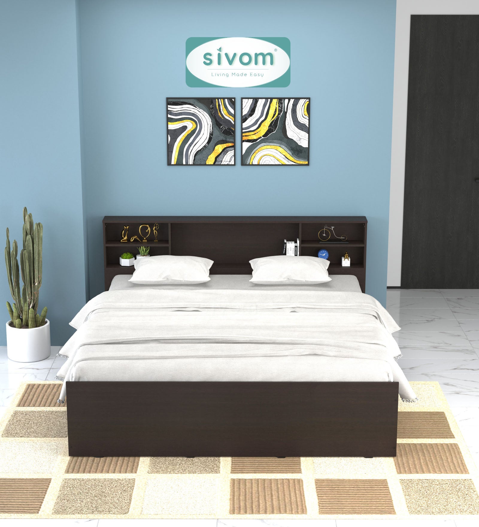 Sivom furniture SIVOM Eden Bed with Storage Engineered Wood King Bed Engineered Wood King Bed (Delivery Condition - Knock Down)