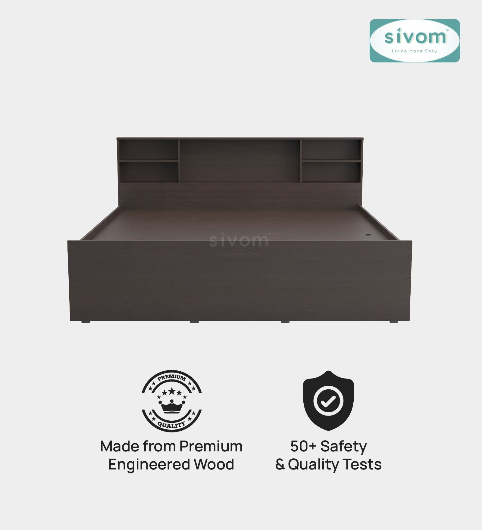 Sivom furniture SIVOM Eden Bed with Storage Engineered Wood King Bed Engineered Wood King Bed (Delivery Condition - Knock Down)