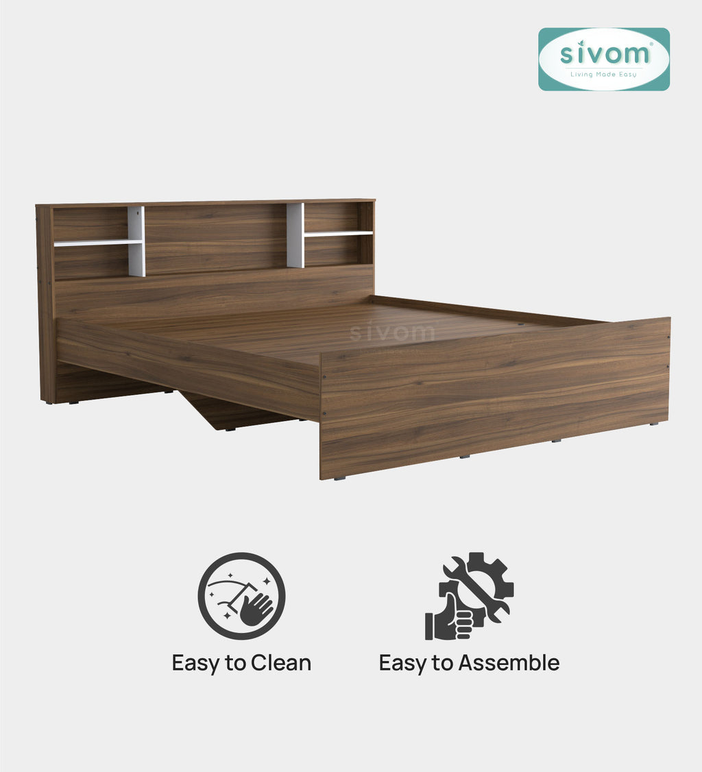 Sivom SIVOM Eden Box Bed without Storage Engineered Wood King Box Bed for Modern Homes | Elegant Design & Premium Finish