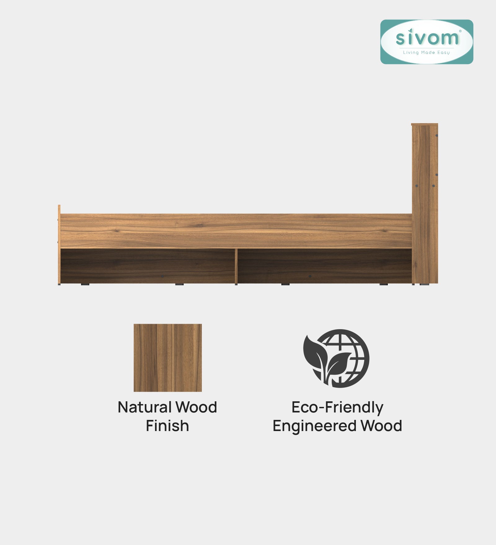 Sivom SIVOM Eden Box Bed without Storage Engineered Wood King Box Bed for Modern Homes | Elegant Design & Premium Finish