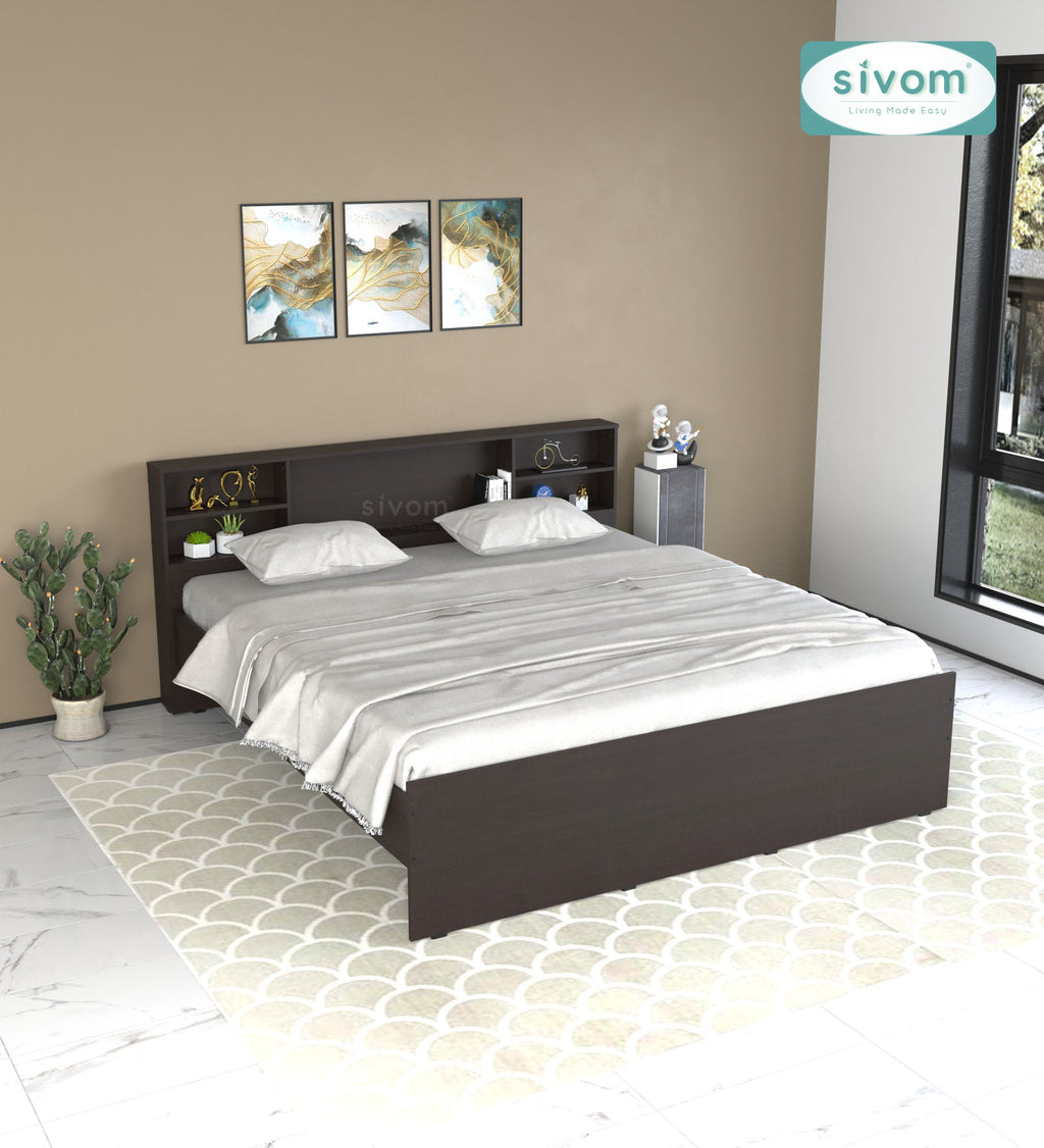 Sivom SIVOM Eden Box Bed without Storage Engineered Wood King Box Bed for Modern Homes | Elegant Design & Premium Finish