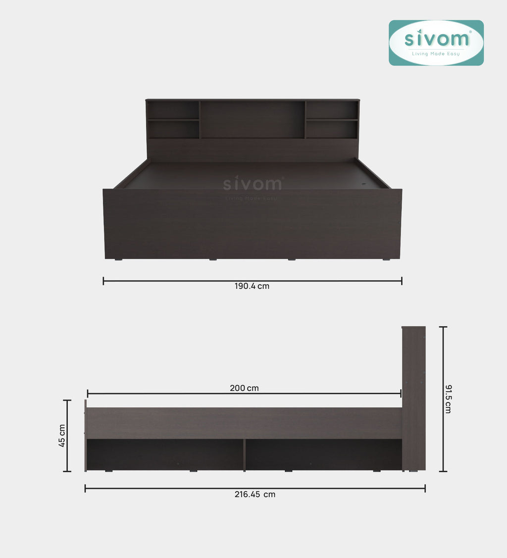 Sivom SIVOM Eden Box Bed without Storage Engineered Wood King Box Bed for Modern Homes | Elegant Design & Premium Finish