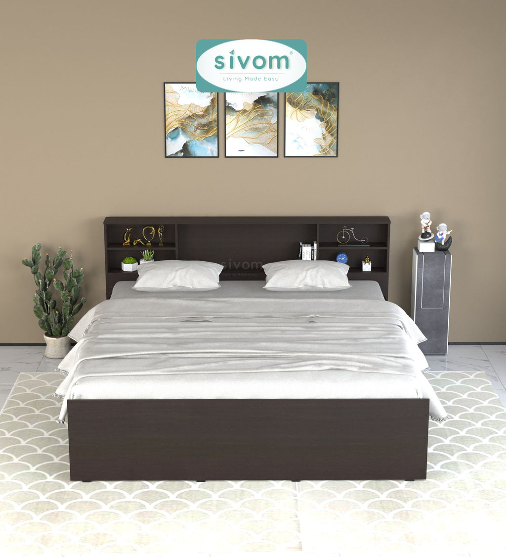 Sivom SIVOM Eden Box Bed without Storage Engineered Wood King Box Bed for Modern Homes | Elegant Design & Premium Finish