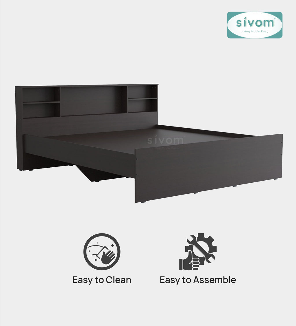 Sivom SIVOM Eden Box Bed without Storage Engineered Wood King Box Bed for Modern Homes | Elegant Design & Premium Finish