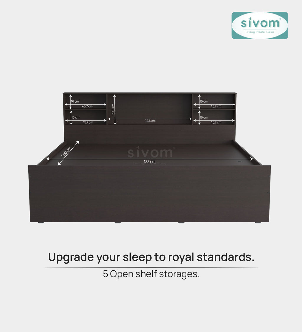 Sivom SIVOM Eden Box Bed without Storage Engineered Wood King Box Bed for Modern Homes | Elegant Design & Premium Finish