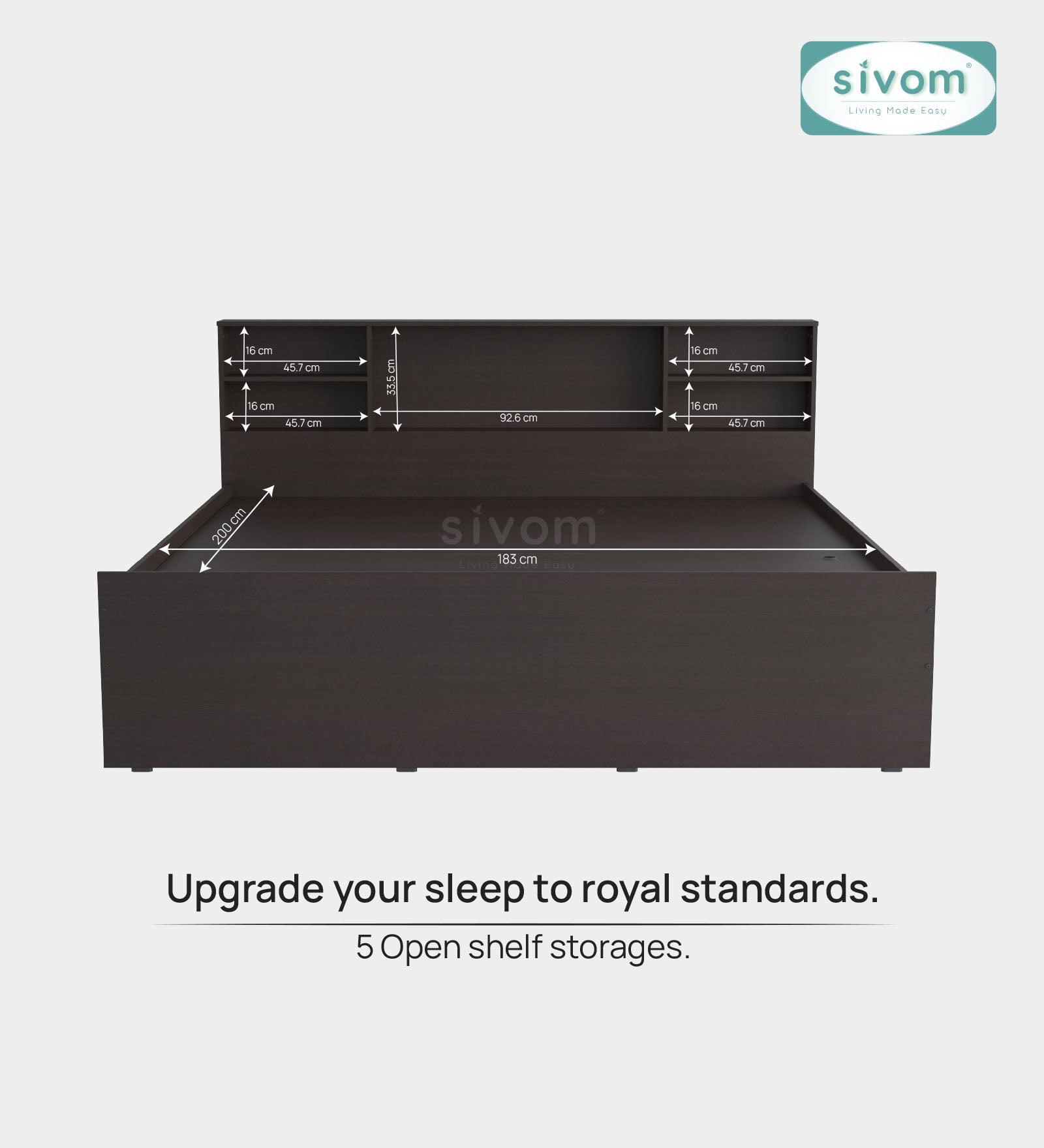 Sivom SIVOM Eden Box Bed without Storage Engineered Wood King Box Bed for Modern Homes | Elegant Design & Premium Finish