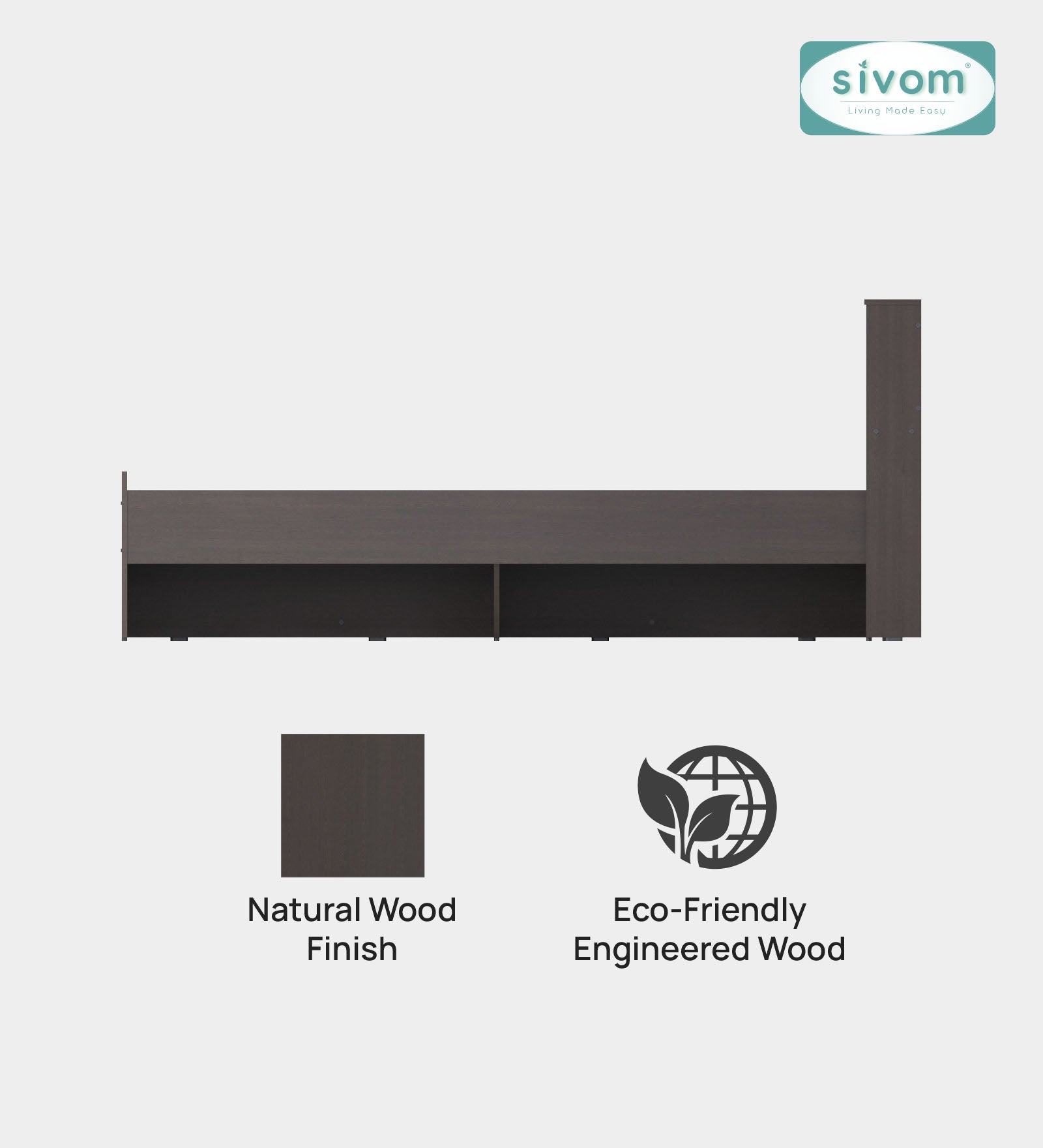 Sivom SIVOM Eden Box Bed without Storage Engineered Wood King Box Bed for Modern Homes | Elegant Design & Premium Finish