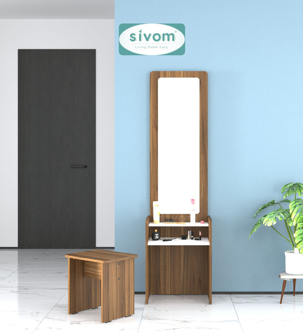 Sivom SIVOM Edwin Dressing Table with Stool Engineered Wood Dressing Table for Modern Homes | Elegant Design & Premium Finish