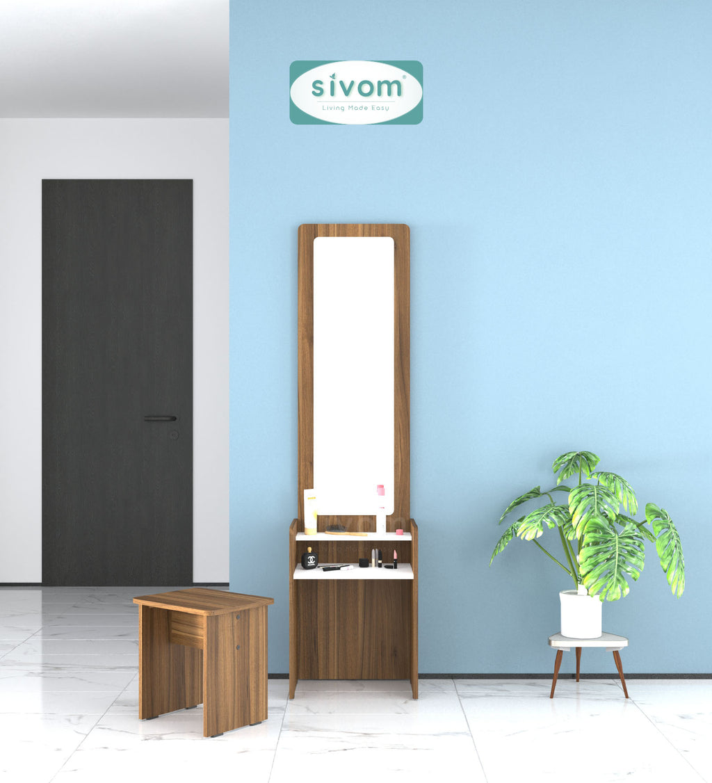 Sivom SIVOM Edwin Dressing Table with Stool Engineered Wood Dressing Table for Modern Homes | Elegant Design & Premium Finish