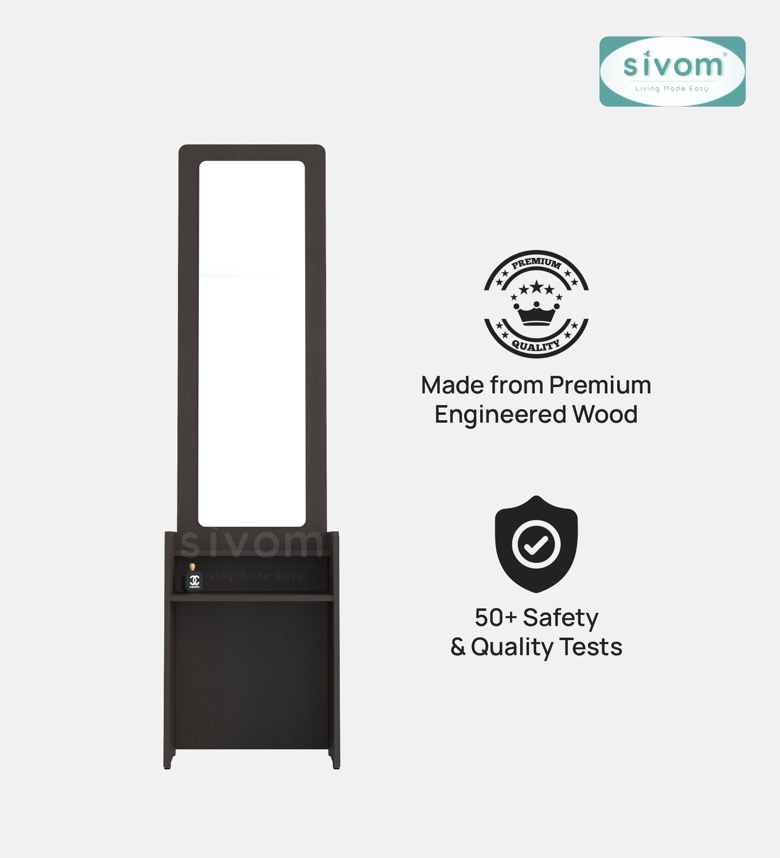 Sivom SIVOM Edwin Dressing Table with Stool Engineered Wood Dressing Table for Modern Homes | Elegant Design & Premium Finish